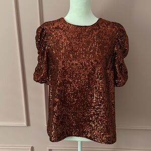 Anthropologie copper sequin top